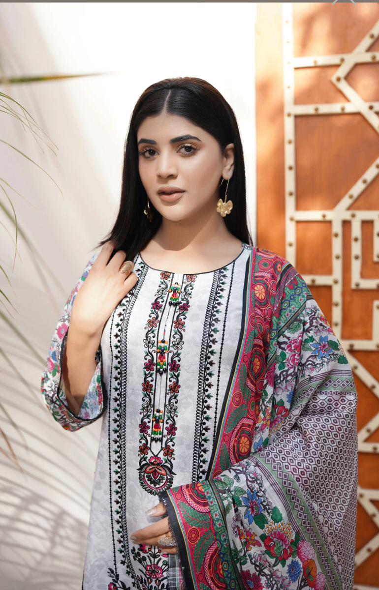 3 Piece Cotton Suit Embroided