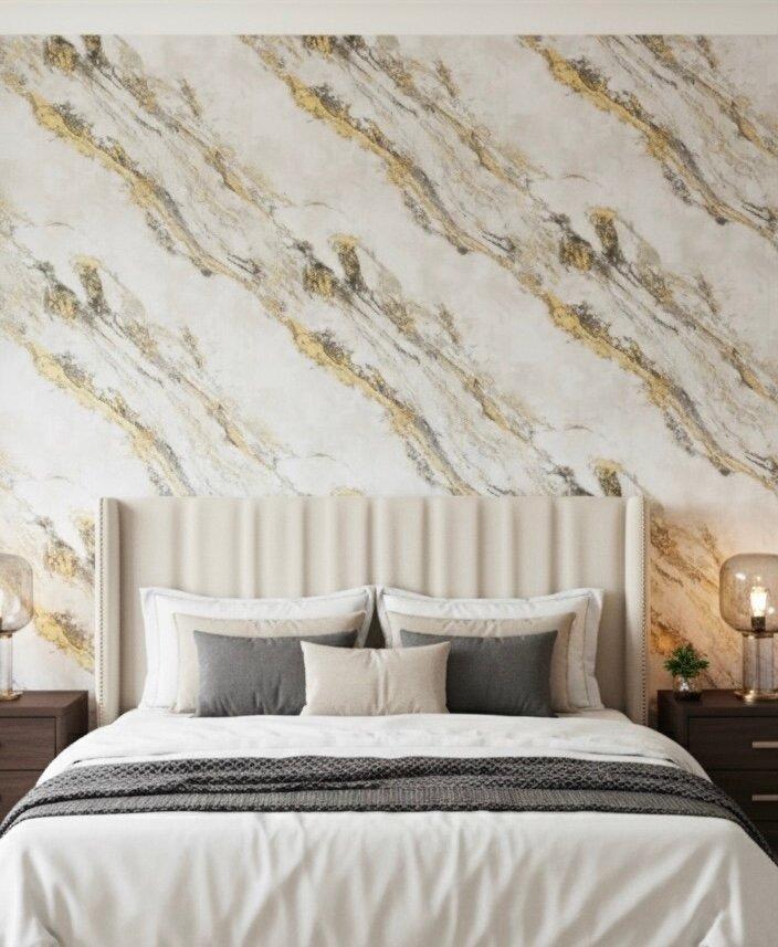 Papier peint marbré doré moderne