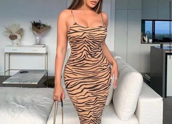 High quality elegant printed halter dress