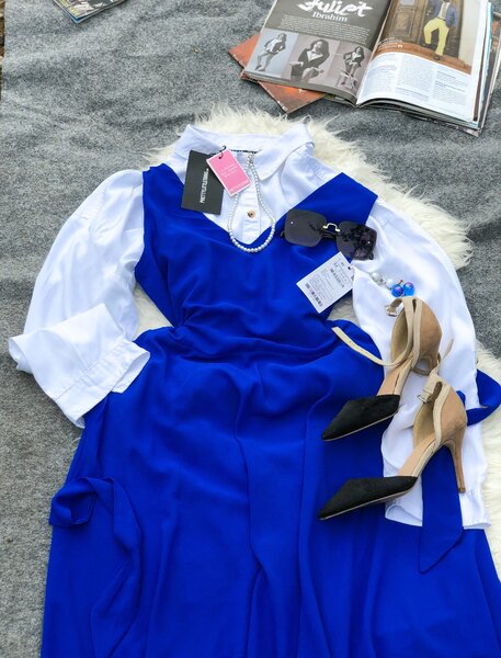Royal blue pinafore dress
