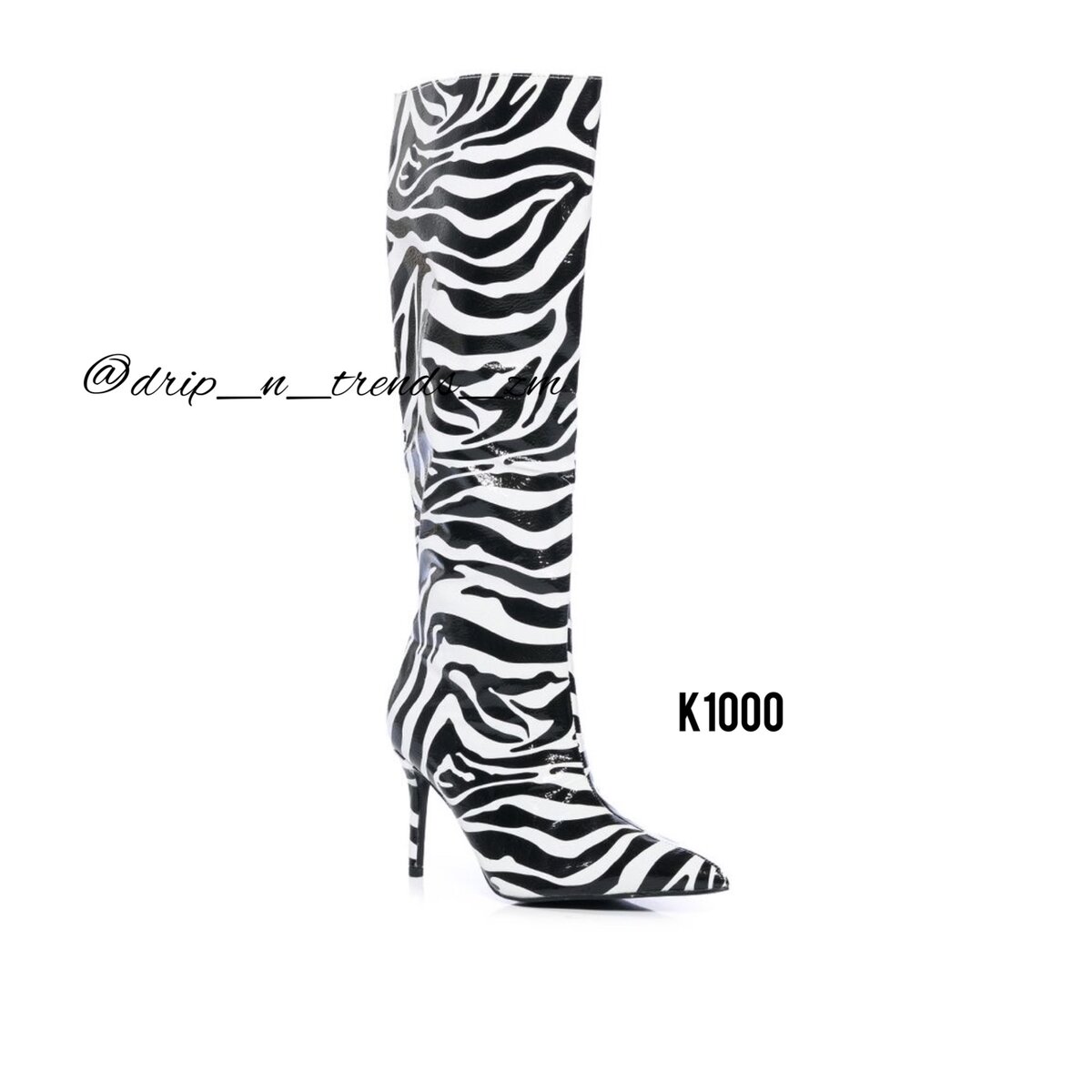Zebra print Knee high boots