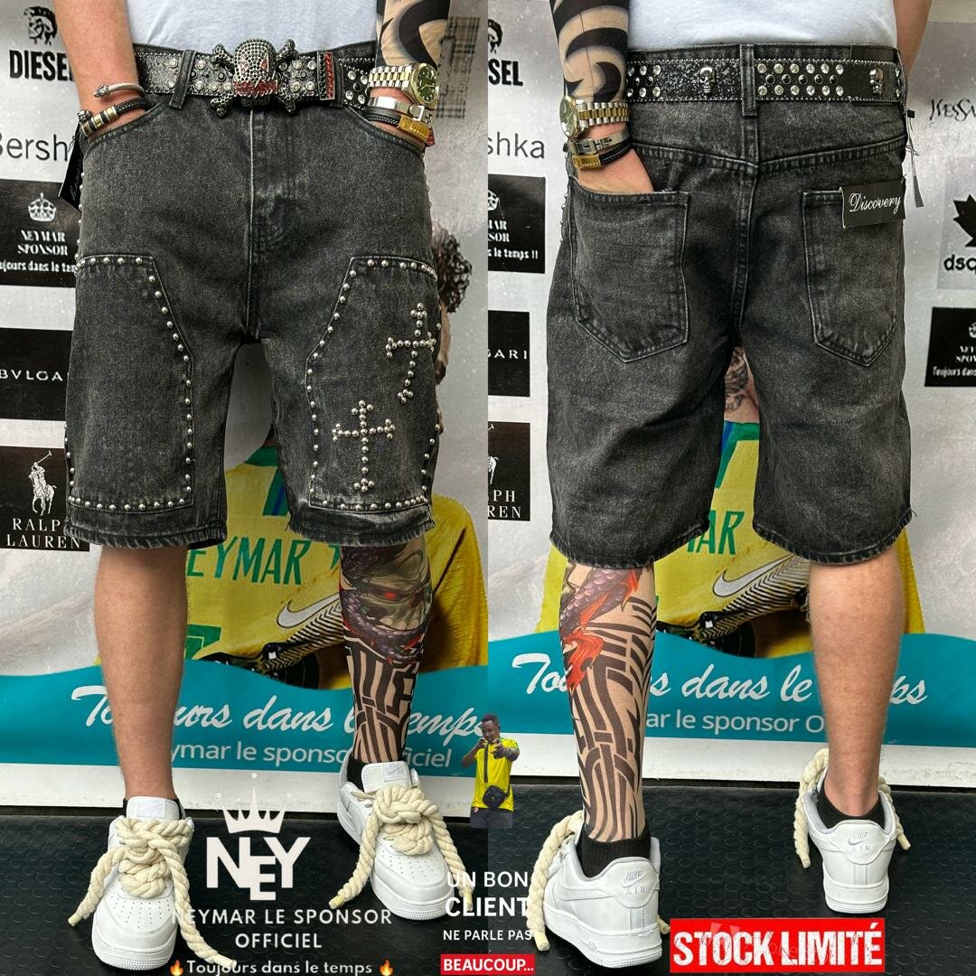 Shorts en denim brodés