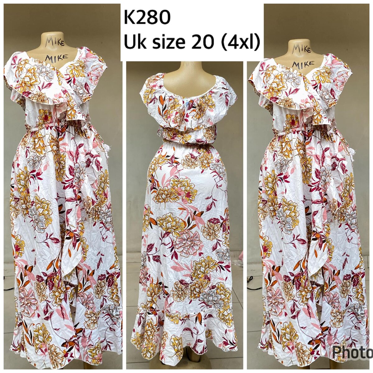 white dress with pattern