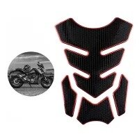 Motorcycle 3D Fuel Tank Pad Black Dotted with Red Outline