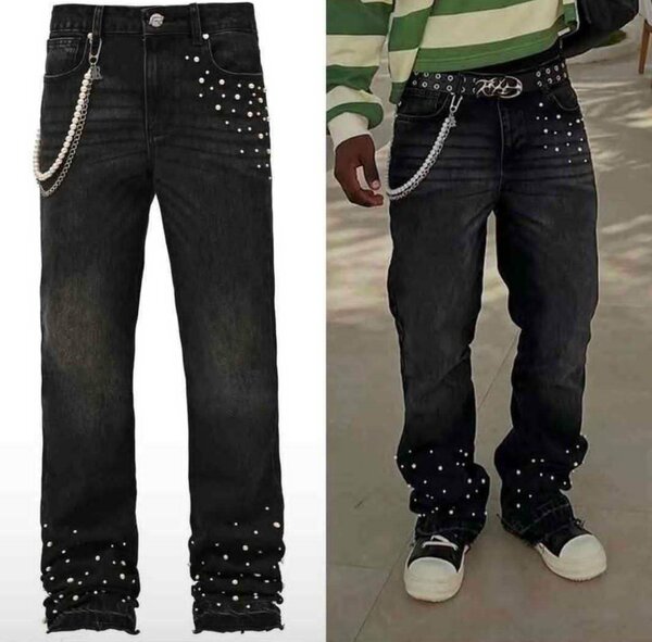 Jeans avec perles pour hommes