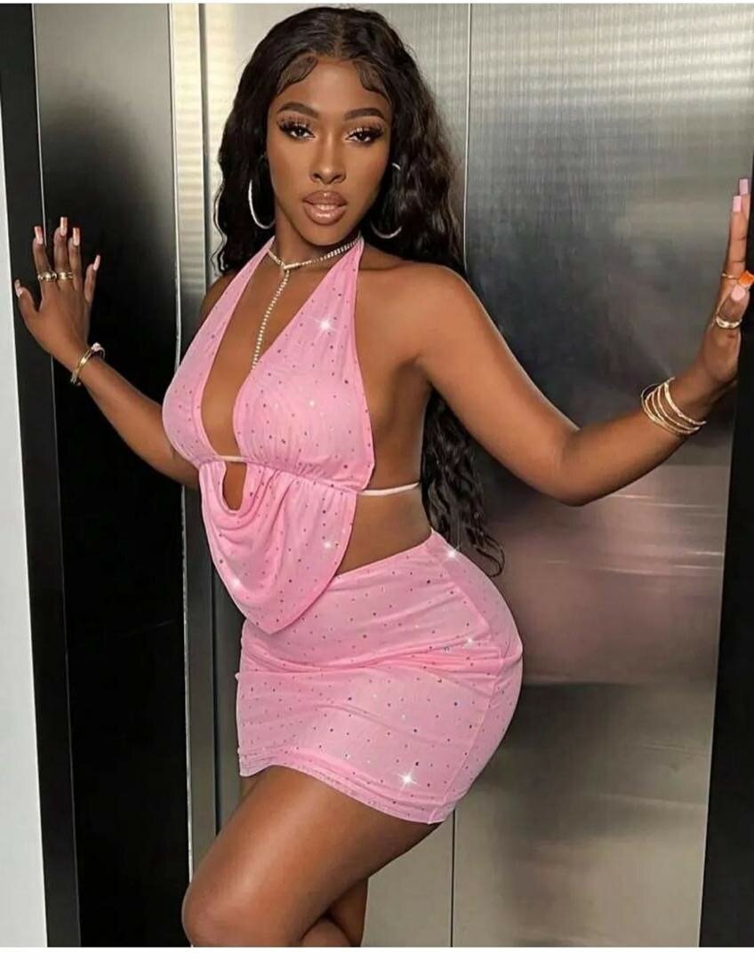 Robe rose dos nu scintillante