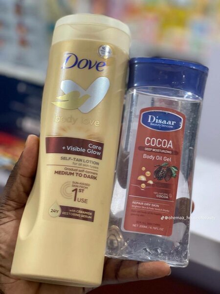 Dove body love lotion and disaar cocoa oil and gel