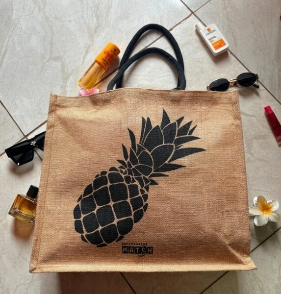 Sac cabas en jute ananas