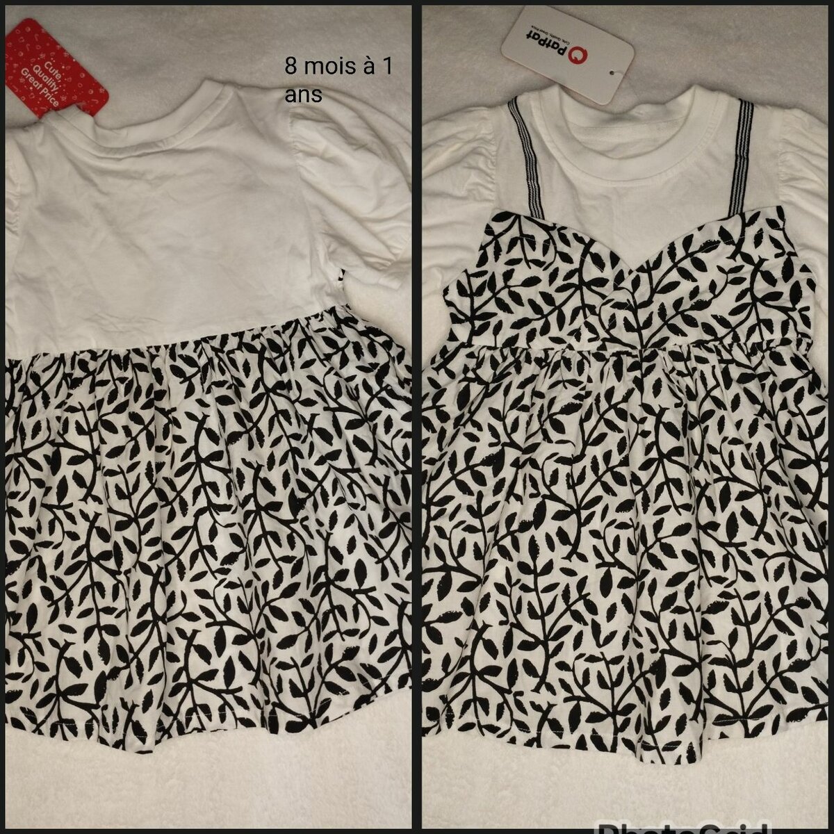 Robe Bébé Blanche Noire