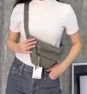 Джинсовые поясные сумка хаки