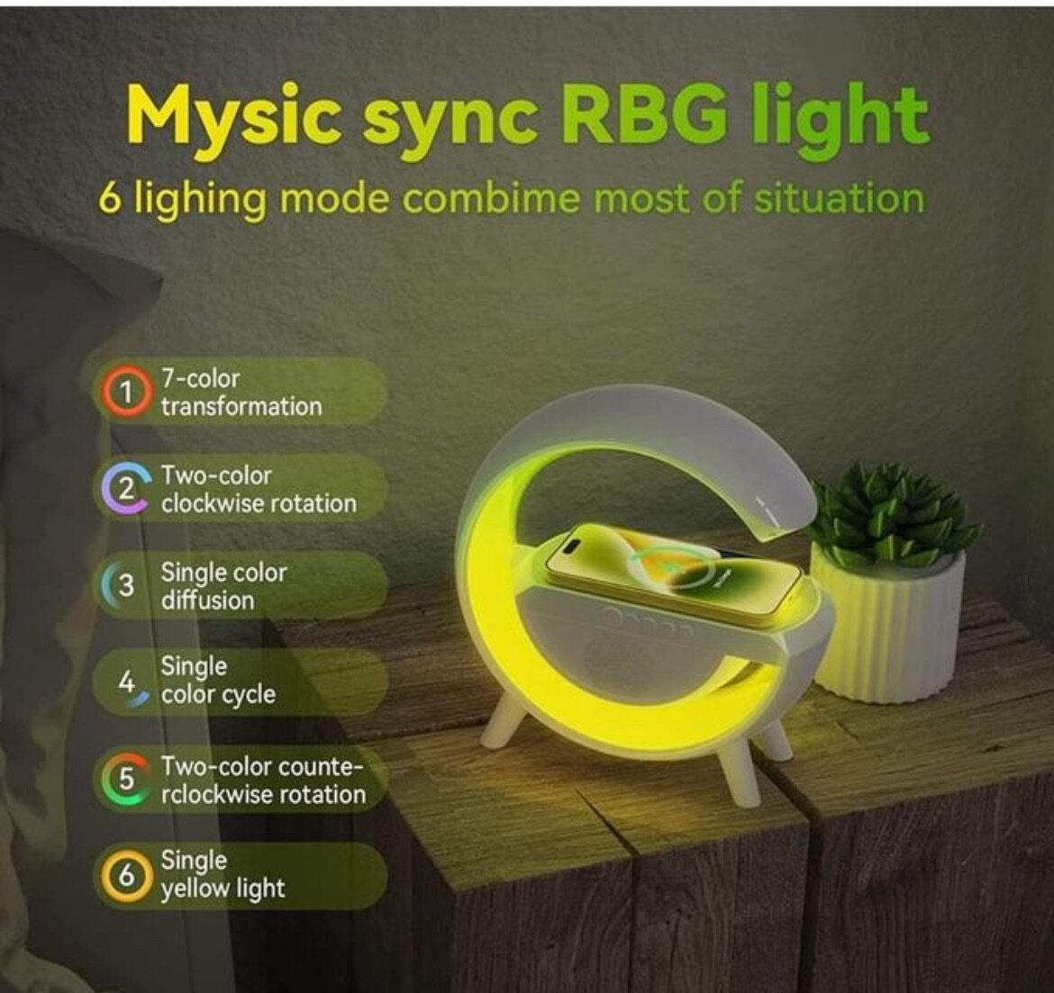 smart bluetooth speaker with wireless charger and LED rgb li