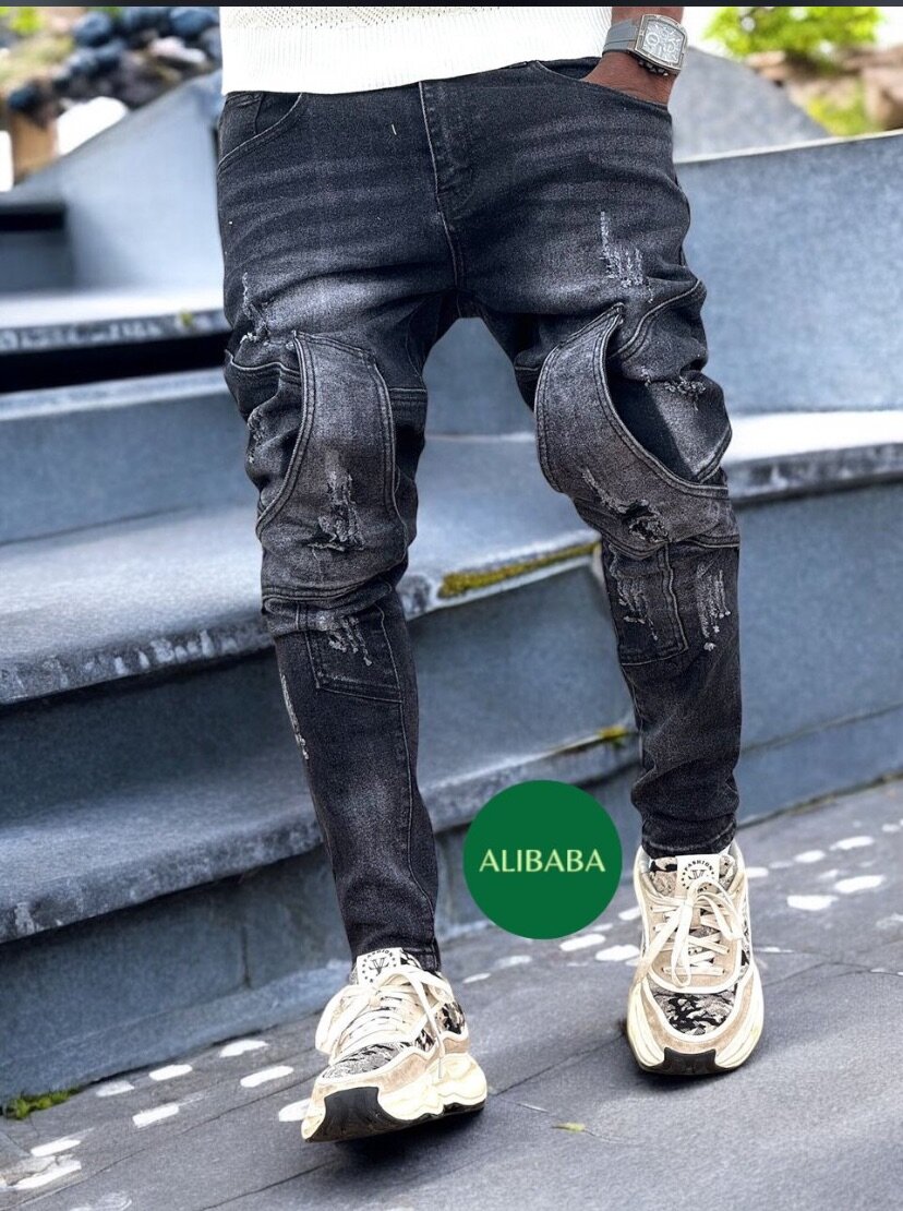 Pantalons cargo denim homme