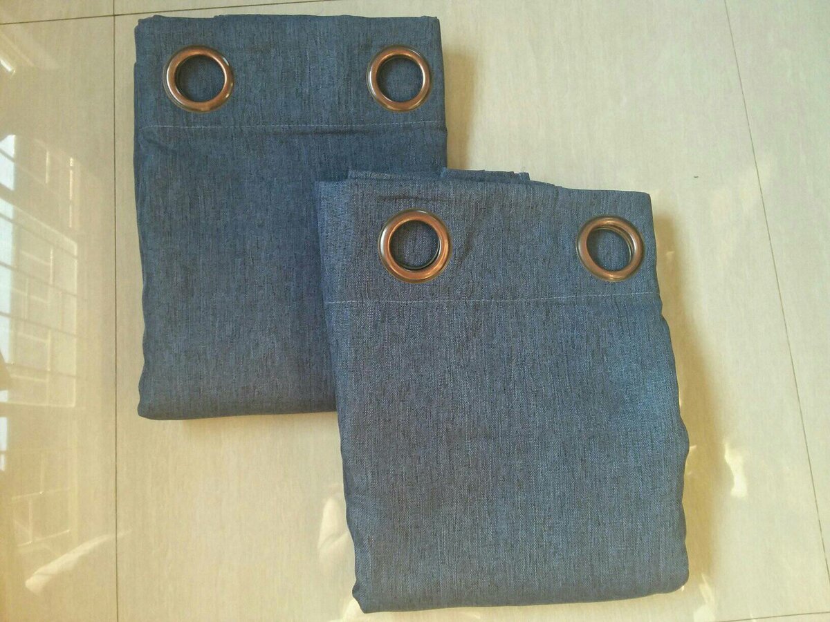 2 drops of curtains blue greyish 