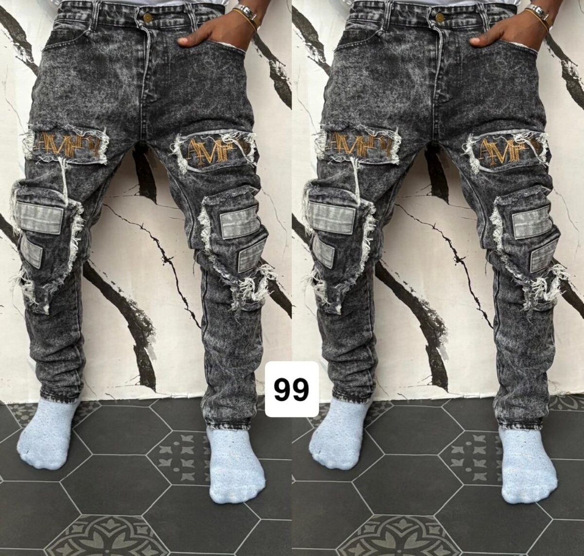 Jean cargo déchiré homme