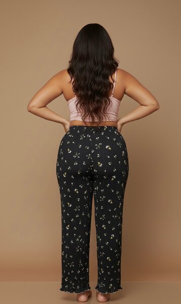 Pantalon floral taille haute
