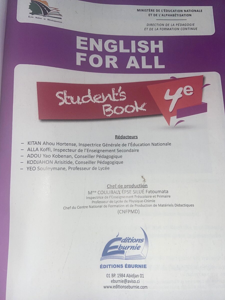 Manuel d'Anglais 4e Éducation