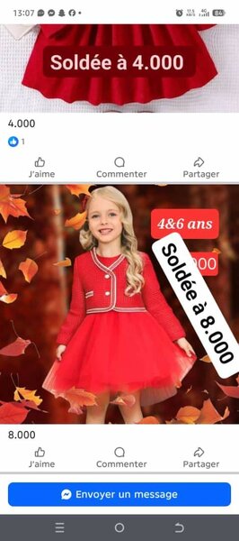 Robe Rouge Fille 4-6 Ans