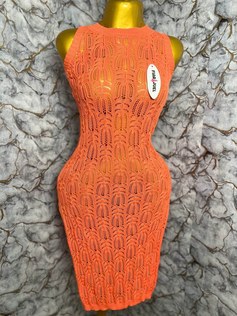 Robe crochet orange chic