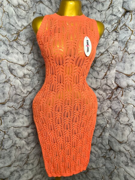 Robe crochet orange chic