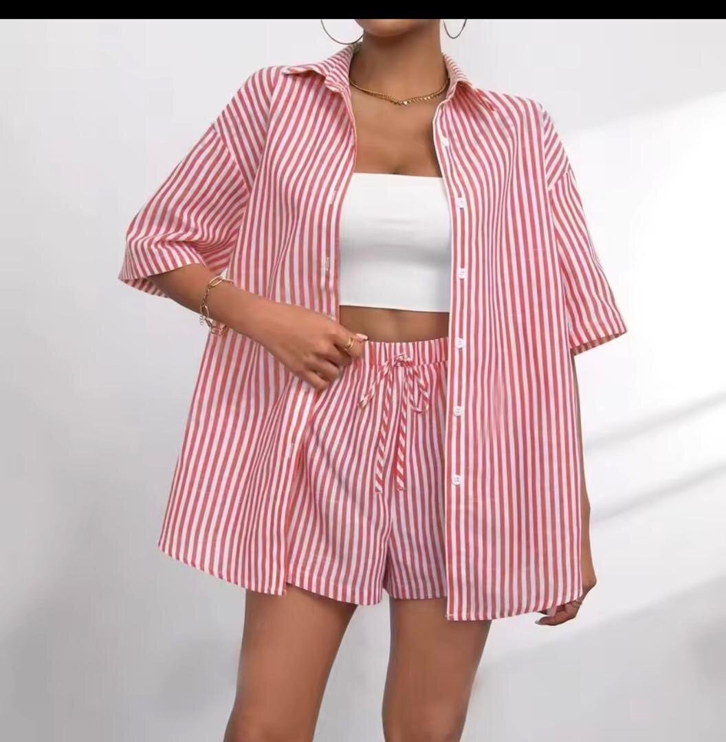Ensemble chemise rayée été