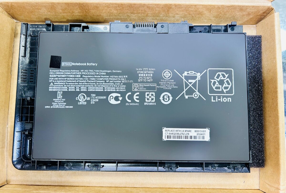 Batterie BT04 BT04XL d'origine pour HP EliteBook Folio 9470M