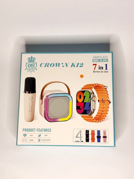 Crown K12 7 in 1 smartwatch with karaoke set