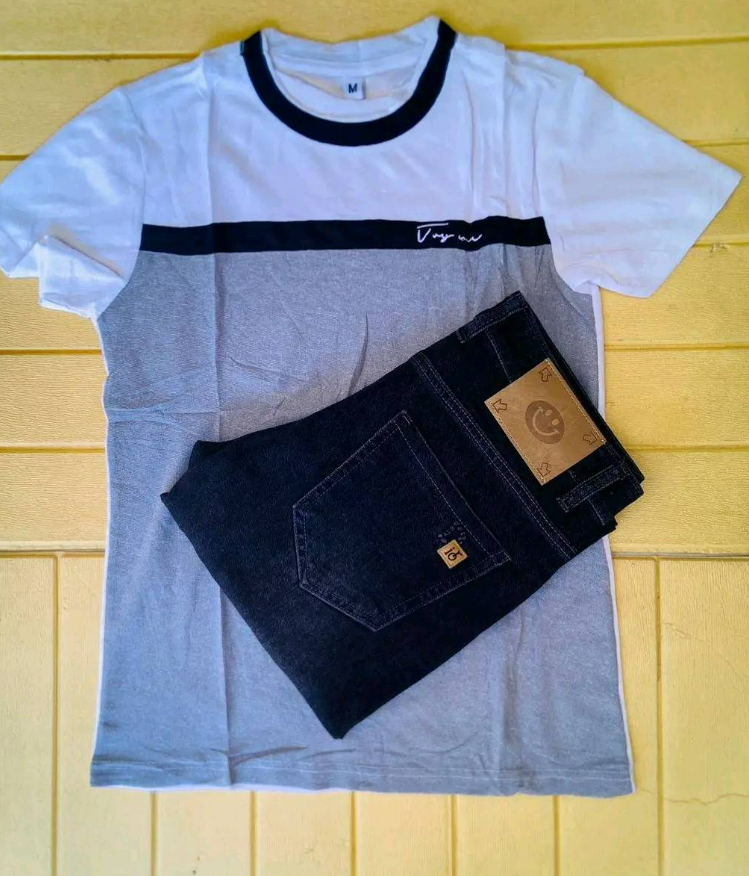 combo of a trousers and t shirt 