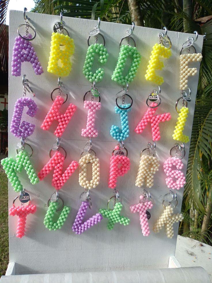 Porte-clés lettres perles