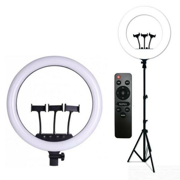 Ring Light Professionnel 18 Pouces + Télécommande + Trépied