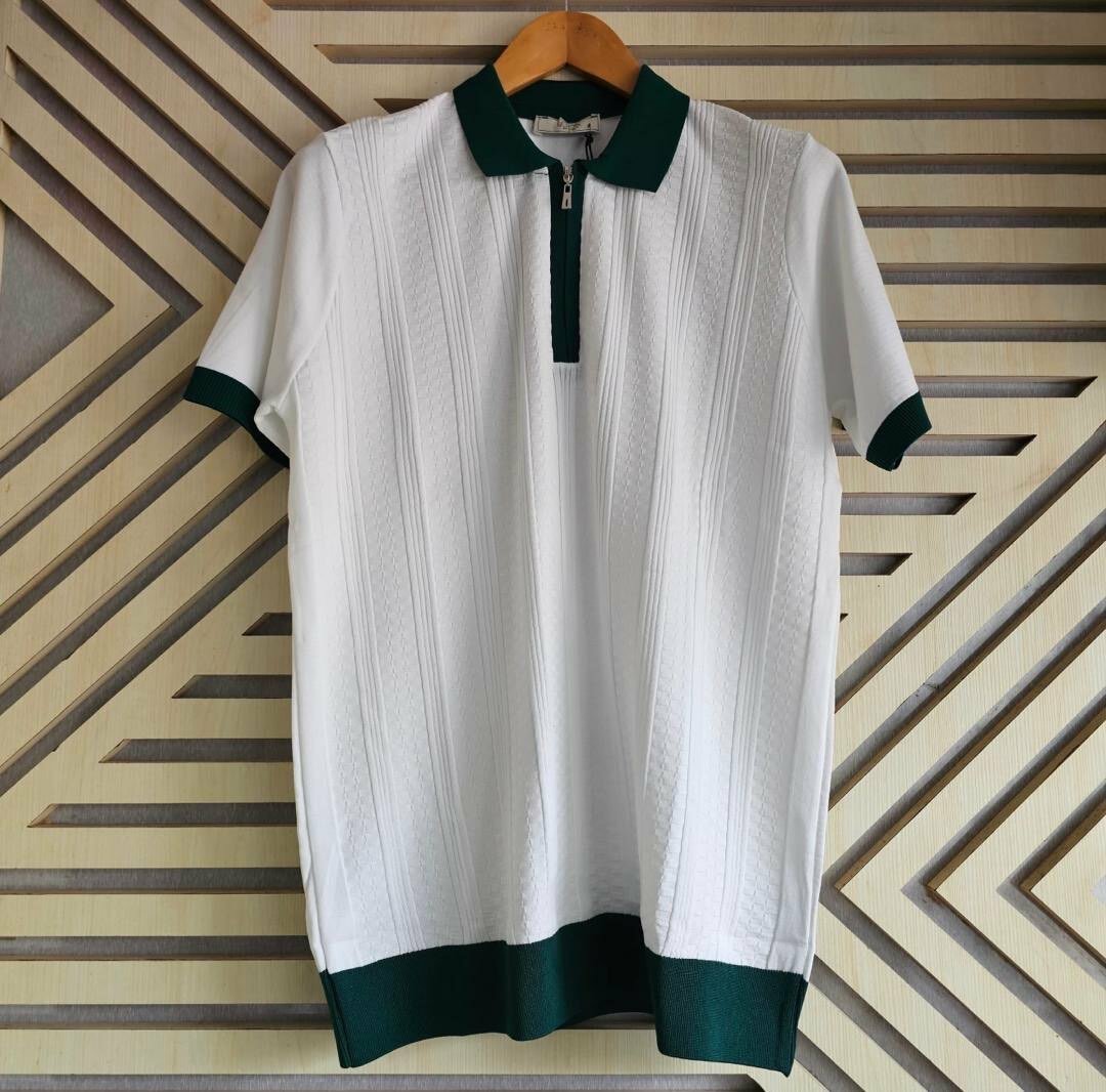 Polo rétro à col zippé