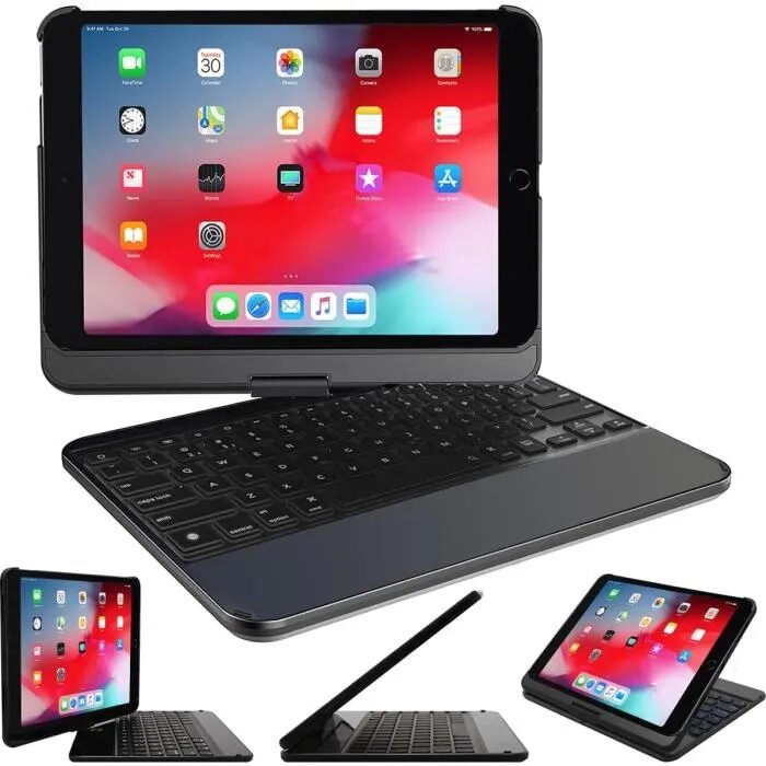 Clavier iPad rotatif - Noir