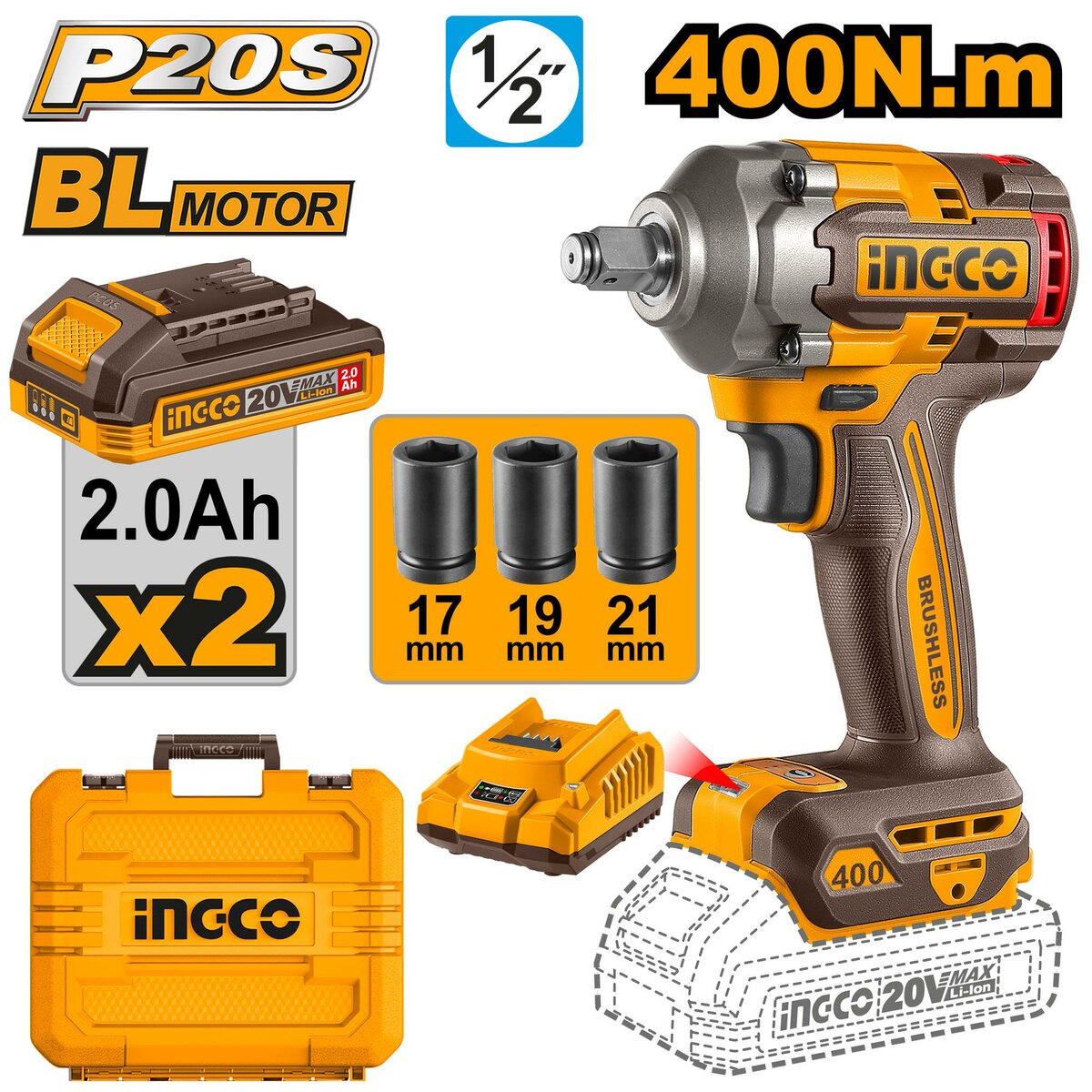 Clé à chocs Brushless 20V