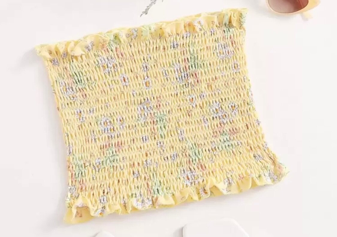 Bandeau fleuri smocké