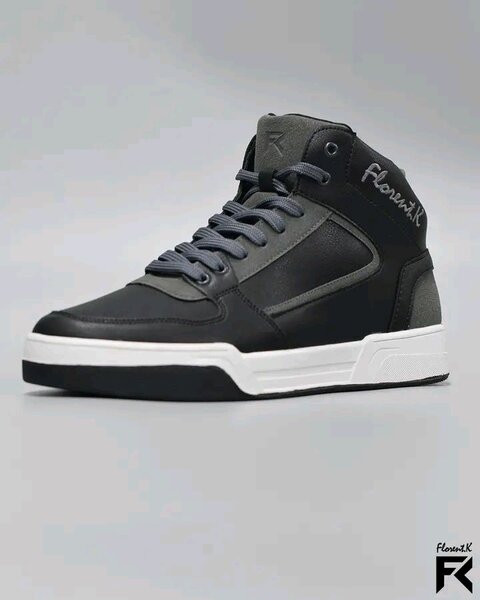 Baskets hautes en cuir noir Florent K