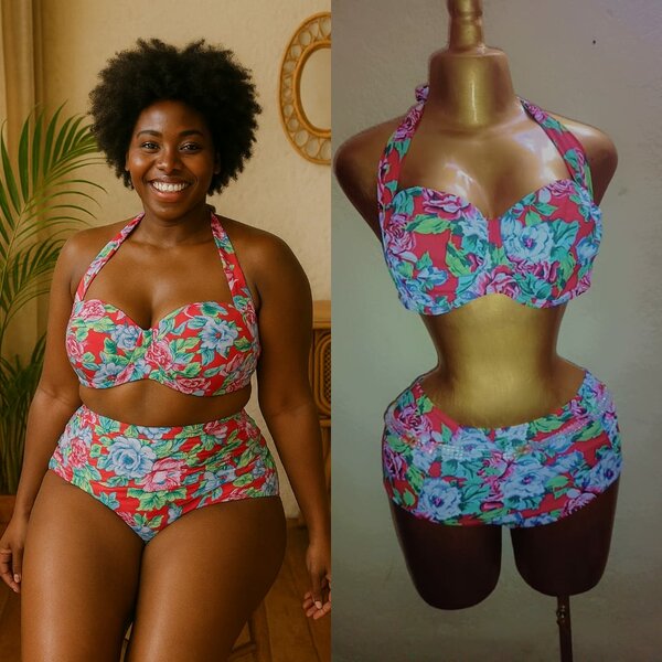 Maillot de bain fleuri deux pièces