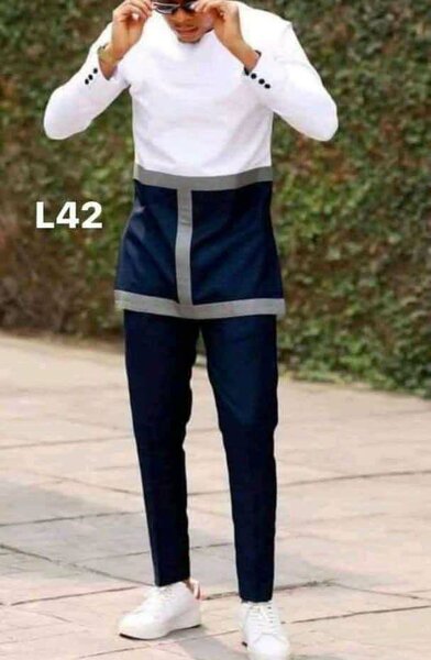 Ensemble chic homme blanc et bleu