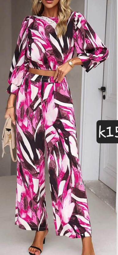 Women's Printed Suit, Long Sleeve Top and Trousers