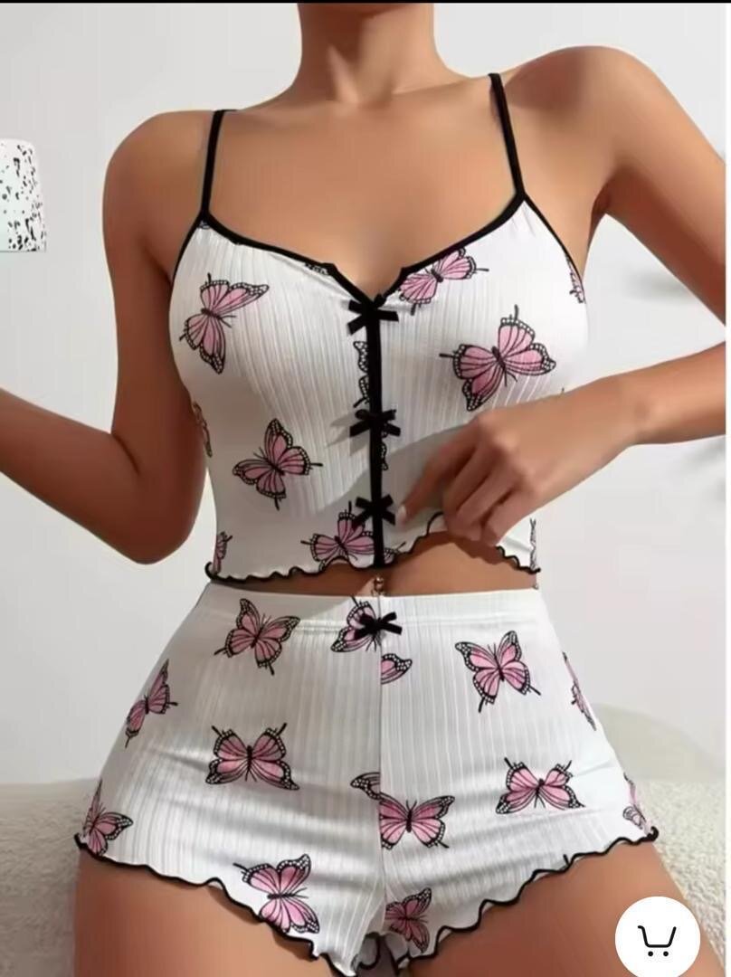 Pyjama Femme Motif Coeur et Papillon
