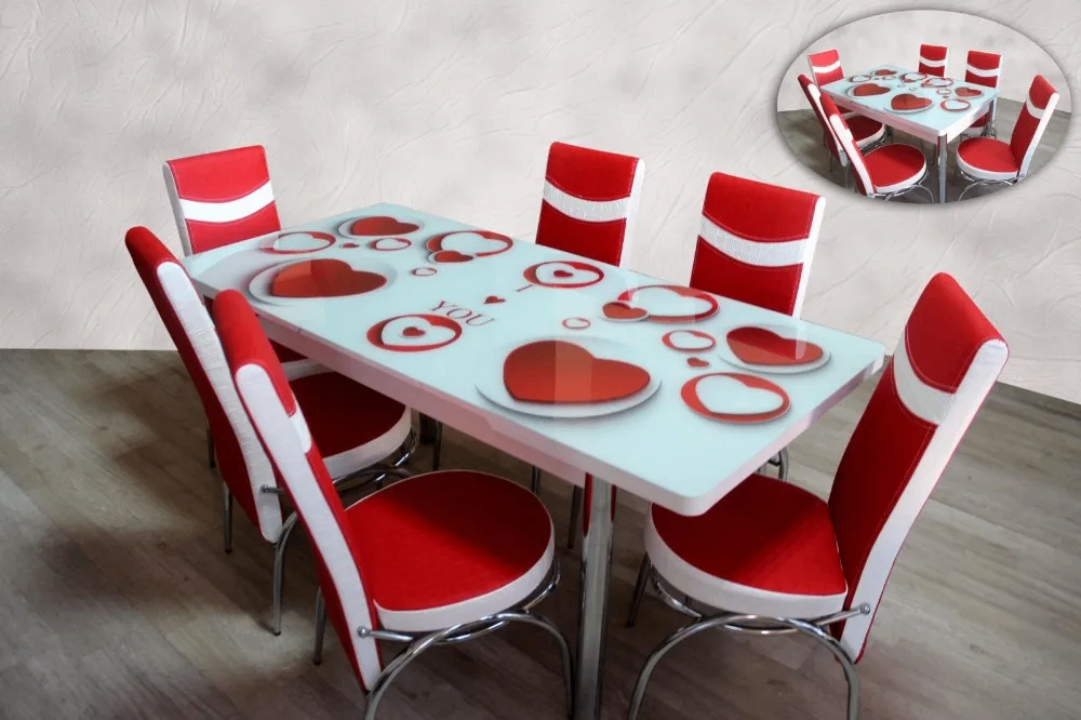 Ensemble table et chaises en simili cuir