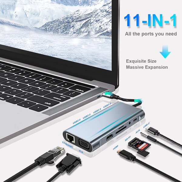 Hub USB-C 11-en-1 4K HD