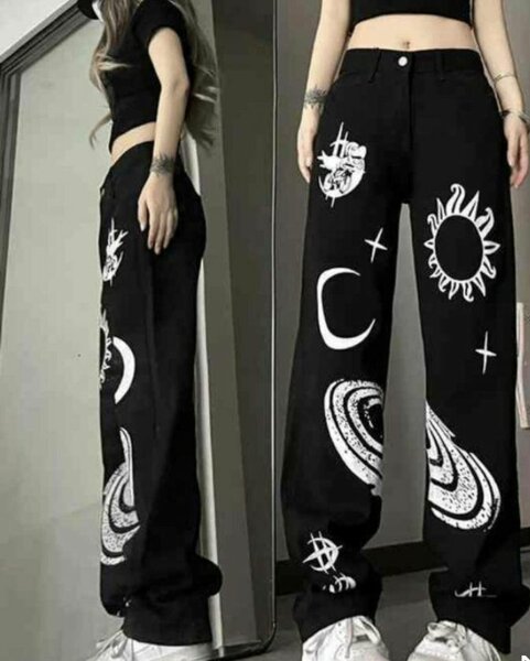 Pantalon noir imprimé Galaxy