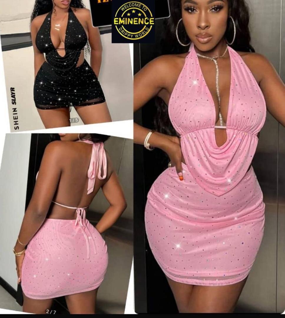 Robe dos nu pailletée glamour