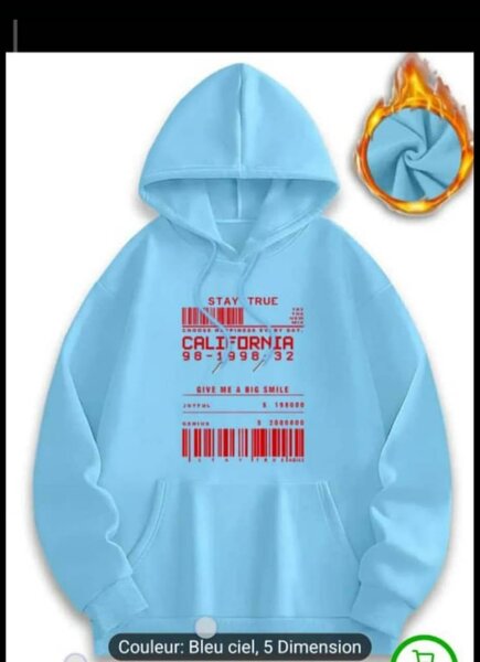 Sweat à capuche bleu ciel avec graphique Californie