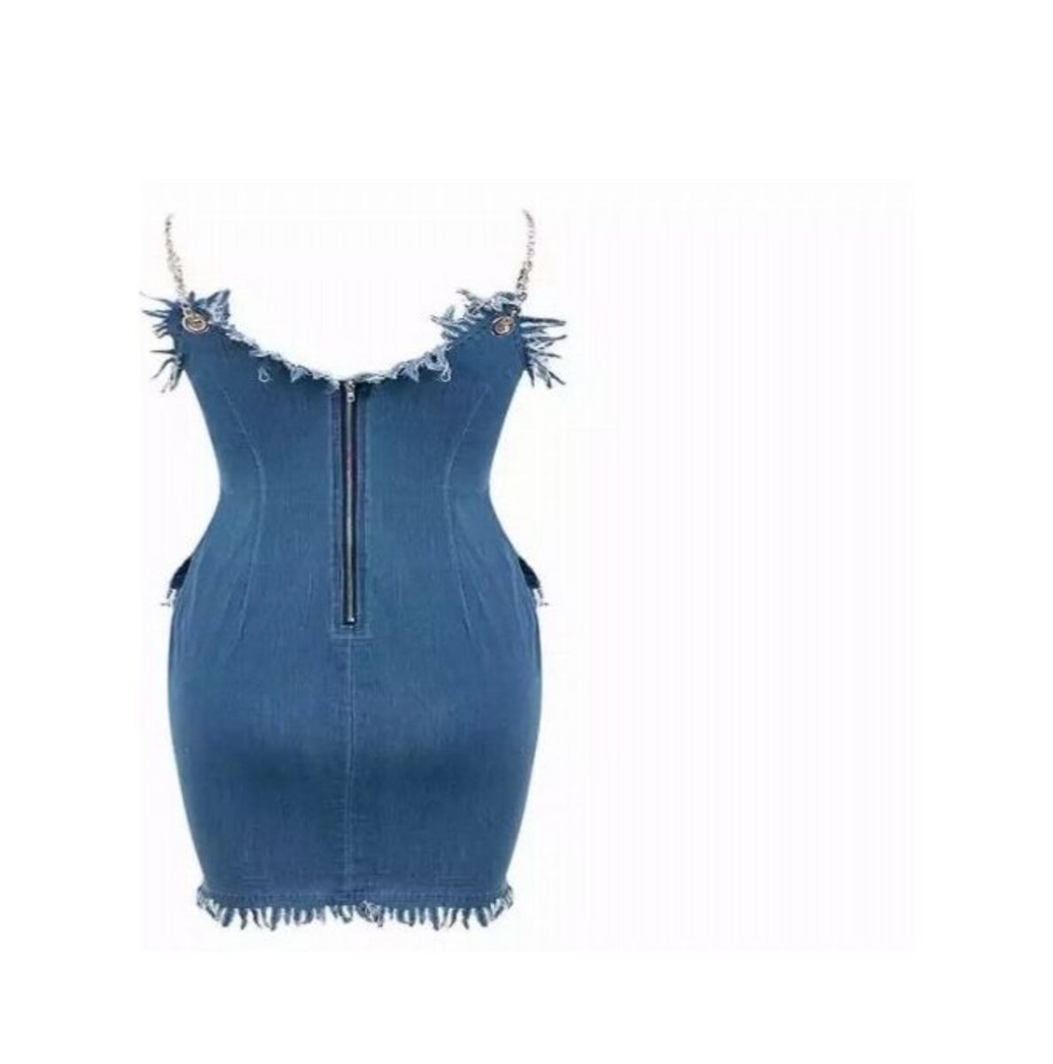 Women's Sexy Straight Bodycon Denim Dress-Light Blue