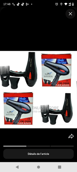 Sèche-cheveux professionnel 2000W