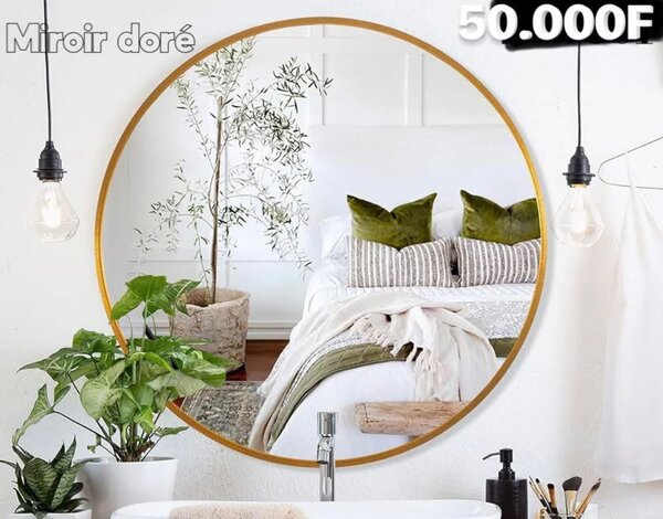 Miroir rond doré élégant