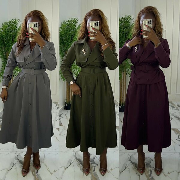 Robe trench élégante ceinturée