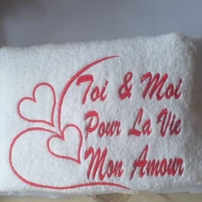 Serviettes Amour Brodées