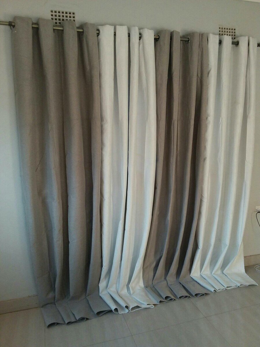 2 drops of curtains gray and white