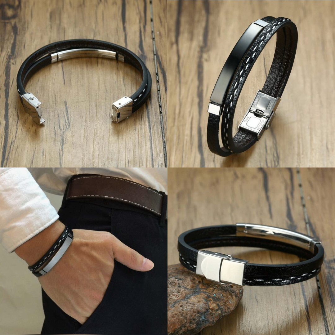Bracelet en cuir élégant homme